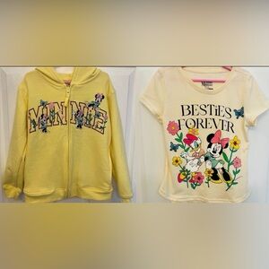 Disney Girls Zip Up Hoodie & Matching Tee Set, Size 7/8 New